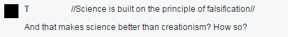 This is interesting to me in that we more or less have an admission that Creationism isn’t sci