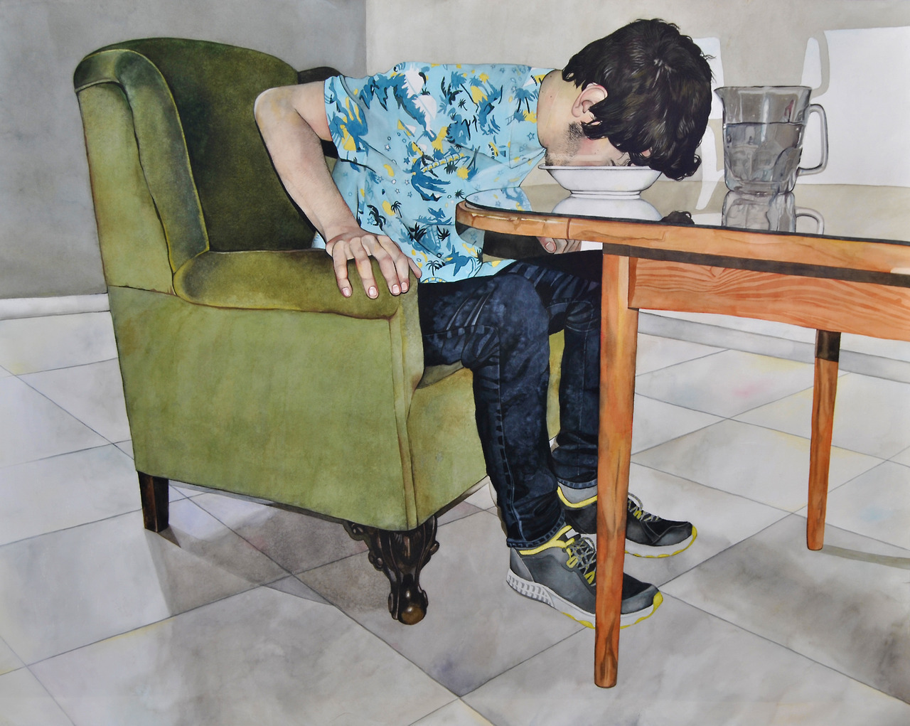 grundoonmgnx: silvialermo:  “Inmerso” Acuarela sobre papel 130x103cm  Silvia
