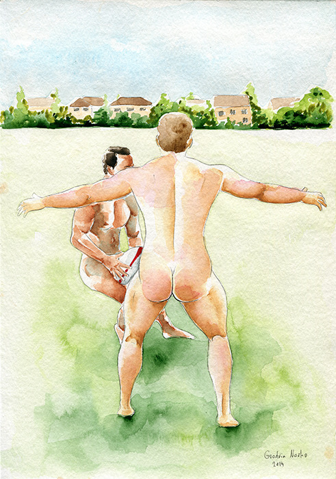 Goodvin Nerko watercolor painting “Let&rsquo;s play the game”stores.ebay.com/