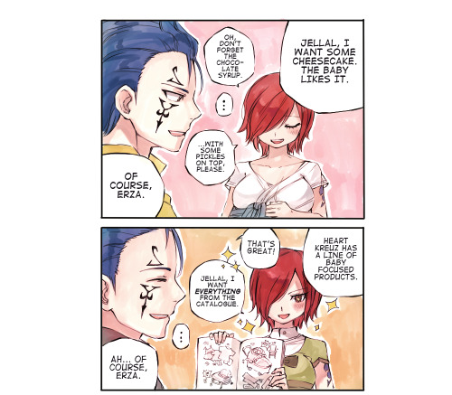 rboz:  PregnancyThis was supposed to be for Mother’s Day but for one or other reason I couldn’t finish in time. These comics were so fun to draw, especially for the variety on hairstyles, hahaha. Erza’s first child isn’t shown here but she’s