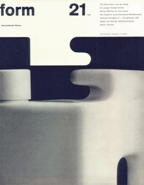 Karl Oskar Blase, cover artwork for german design magazine form N° 21. 1963. © Verlag form 