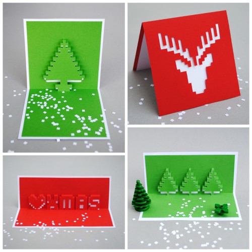 DIY 4 Holiday Popup Cards Tutorial and Templates from Minieco here.