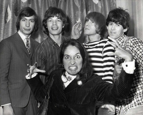 bobdylan-n-jonimitchell:Joan Baez meeting The Rolling Stones, October 1965.