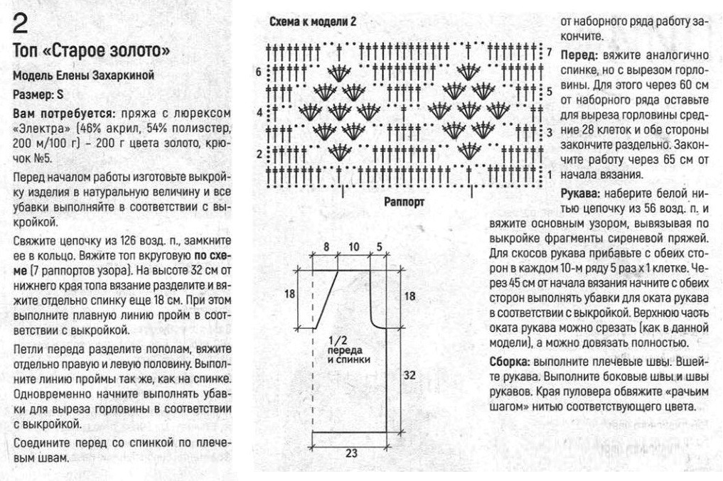 Схема вязания и описание вязания ажурного жилета крючком
