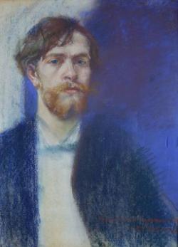 Stanisław Wyspiański (Polish, 1869-1907), Self-portrait in Sapphire Blue, 1894. Pastel on paper, 56.5 x 45 cm.
