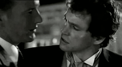 dionysus-darling:  Have some gifs of Mads and Hugh kissin’ dudes, for science.