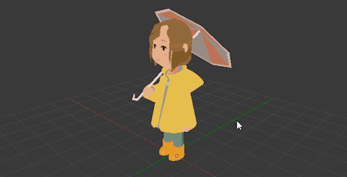 made a lil umbrella girl in blender <3
