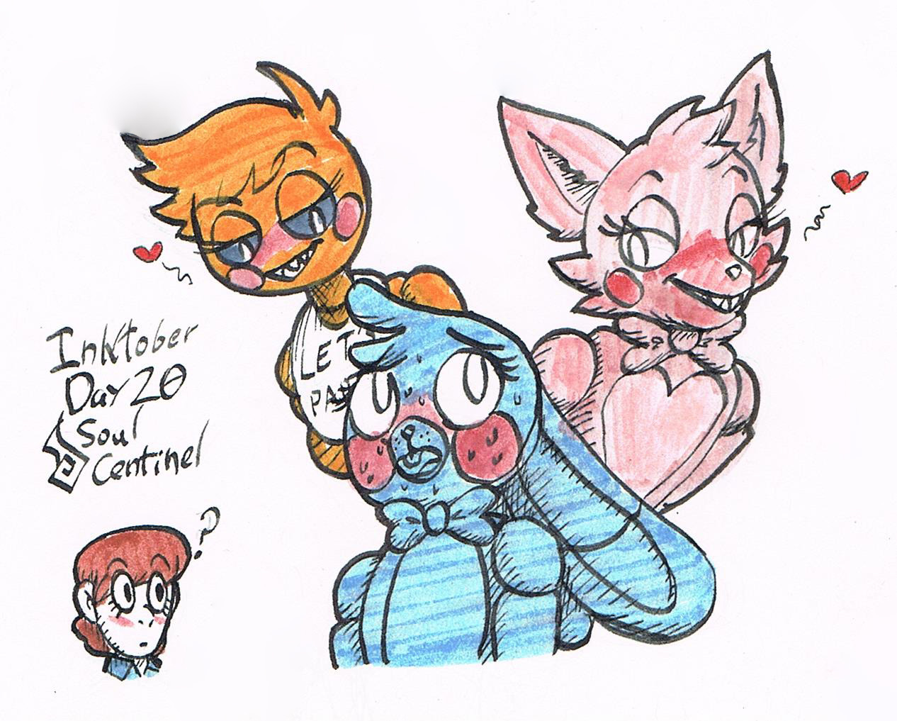 soulcentinel:Toy chica, Toy Bonnie, Mangle and Michelle from @unnecessaryfansmut