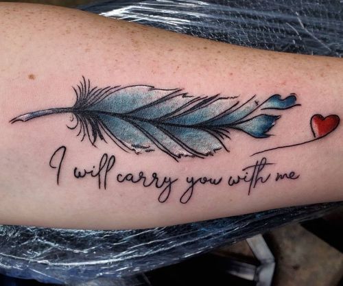 <p>Little feather from earlier today.   Thanks for coming in! <br/>
.<br/>
#ladytattooer #thephoenix #copperphoenix #shelbyvilleindiana #indianapolistattoo #indylocal #do317 #indytattoo #circlecity #waverlycolorco #industryinks #yournewfavoriteink #eztattooing #wearesorrymom #stigmarotary #feathertattoo #feather #colortattoo  (at Shelbyville, Indiana)<br/>
<a href="https://www.instagram.com/p/COefKwvrlZi/?igshid=qz2188mb9j5e">https://www.instagram.com/p/COefKwvrlZi/?igshid=qz2188mb9j5e</a></p>