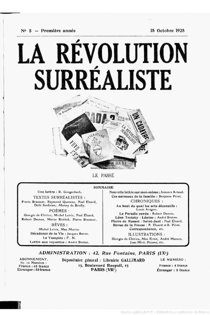 Covers of La Révolution Surréaliste No. 5 &amp; 6, 1925-26