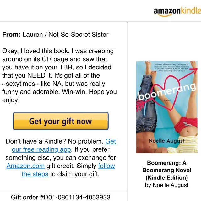 AHHHH yay! Thank you so much, @bookmark_lit for the lovely surprise kindle gift!! I’m soooo looking forward to Boomerang!! 😘 #otspsecretsister #book #ebook #kindle #kindlepaperwhite #newadult #happy #thankful