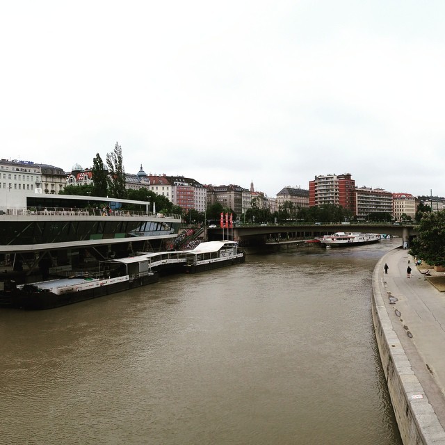 Down by the river around the bridge from my hotel.  #vienna #danube #latergram #river