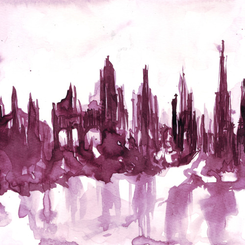 [XVI] Purple inkblot ruins.