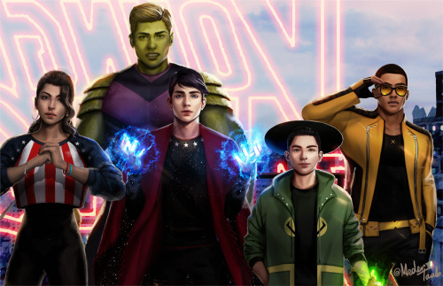 all-the-young-avengers-feels:  medertaab:  “There are new kids on the block” My fanart/redesign of Young Avengers Vol 2 series, written by kierongillen and drawn by mckelvie. Funny how this all started as me imagining a Young Avengers Netflix series