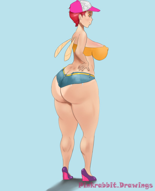 pinkrabbitdrawings:  some daisy duke Bee uh look at those thighs! is it to much??? haha  strolling day time Honey Bee :p 