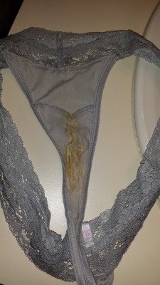 dirtypantysniffer:  lovedirtypanties:  My creamy VS thong.  Reblog it please! :)  Tasty !  