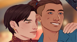 :celestialceci:i got a commission from the incredibly talented Liv, aka @sword-over-water do do this piece from my fic ‘put your lips close to mine (as long as they don’t touch)’ and it’s my new favorite thing everMatching earrings!   ❤️️