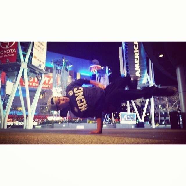 Repost via @rezamina | Nice #BboyFreeze @monkeyking118! | Rocking the #KCNC Anniversary Hoodie over in #LA | Please give Reza our best! #ExposeDance