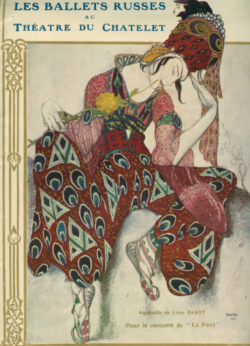 the-supermodern-culture:Ballets Russes program  - design for Nijinsky in “La Peri” by Leon Bakst - 1