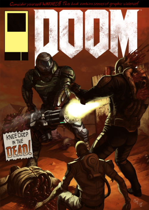 Knee deep in the serious sauce!Doom fanart, a nod to the 1996 tie in comic cover with art by Tom “Ga