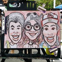 Doing caricatures at the Central Flea in