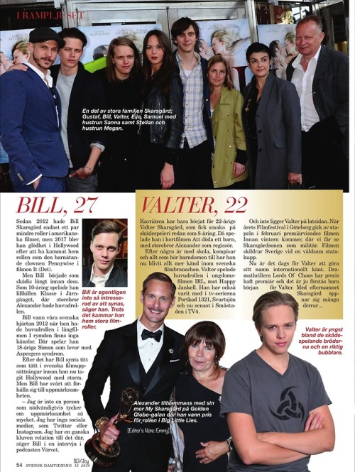 skarsjoy: The Skarsgårds are featured in another article (’Coola Klanen Skarsgård’) in the Swedish m