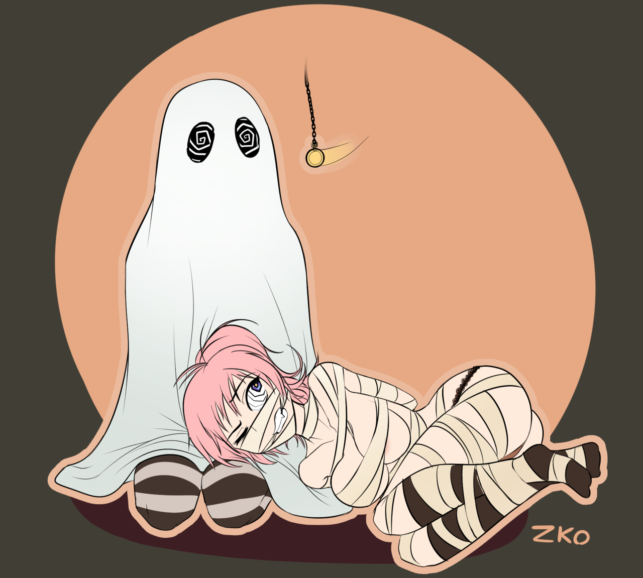 lewd-zko:  Crystal and Alex getting being hypnotized into the Halloween spirit