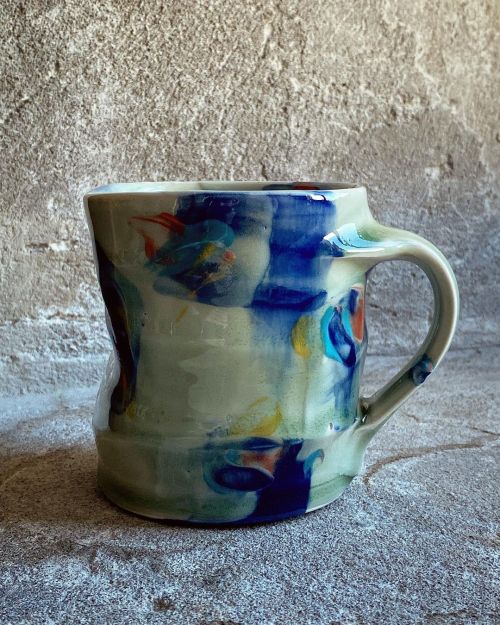 This is one of my favorite recent mugs available in my Etsy shop. This one uses my older faux stain 