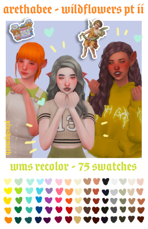 ♡  areethabee’s wildflowers pt ii hairs (wms) ♡base game compatiblecomes in the wms unnatural, natur