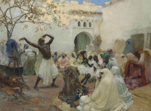 La Cérémonie des Aïssaoui à Blida en Algérie, 1889, Frederick Arthu
