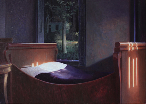 The Bed    -     Edwin AafjesDutch,b.1951-Oil on canvas, 40 x 50 cm.