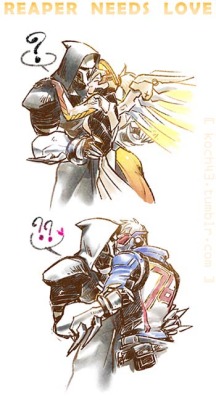 spatsula:  koch43:  Reaper needs love, and hugs. &gt;&gt; [FULLSIZE] Click here  (I’m not gonna tag them all…)  THIS IS SO CUTE… 