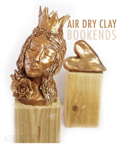 DIY Air Dry Clay Bronze Bookends Tutorial from Alisa Burke. I must admit that for smaller pieces I&r