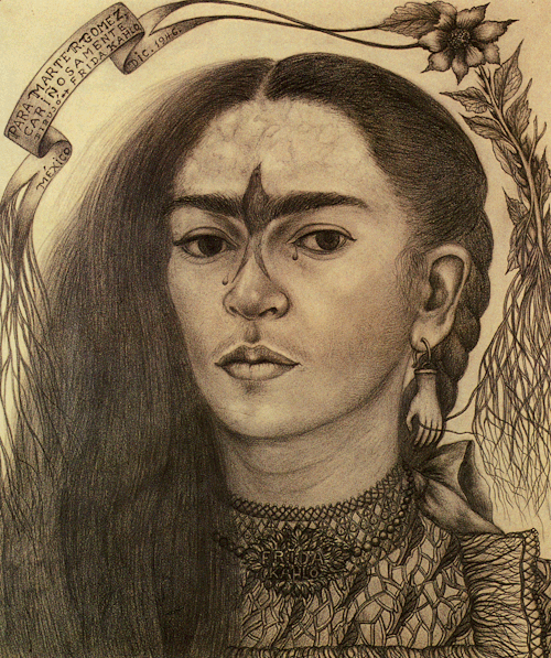 magictransistor:Frida Kahlo. Self-Portrait Dedicated to Marte R. Gomez (Autorretrato Dedicado a Mart