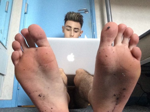 teenboysmellyfeet: For the next two hours your job is to lick his feet clean. Pick up every inch of 