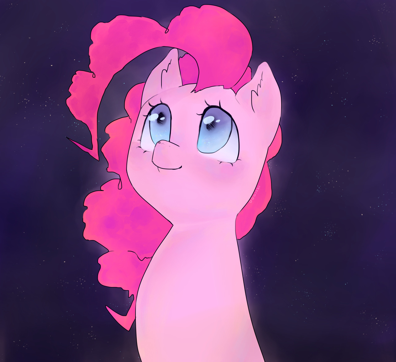 pinkie, gazing up at the night sky.apparel and prints with this art and more, available