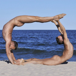 testingnewwaters:  Nude Yoga on the beach.