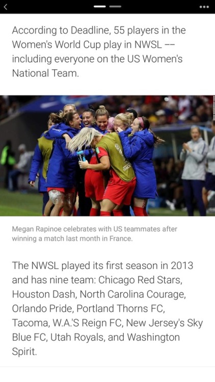 newbiesquadgoals:CNN sharing an article promoting the NWSL (including streaming details) with their 