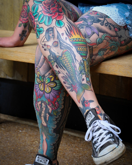 therealcarriecapri:Tattooed Legsfollow me @therealcarriecapriMermaid Tattoo