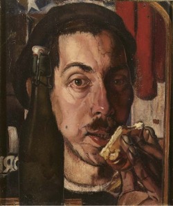 Dick Ket (Dutch, 1902-1940), Self-portrait with a bread roll, c. 1934-37. Oil on canvas, 31 x 26 cm. 