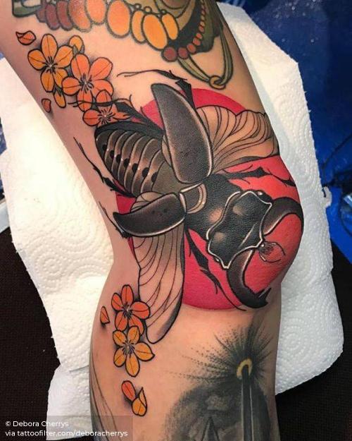 By Debora Cherrys, done in Montreux. http://ttoo.co/p/36059 animal;beetle;big;deboracherrys;facebook;insect;knee;neotraditional;twitter