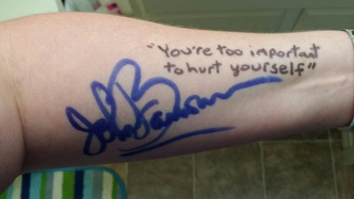 thedoctorofsteel: Today I got an autograph from John Barrowman. I told him I’ve been strugglin