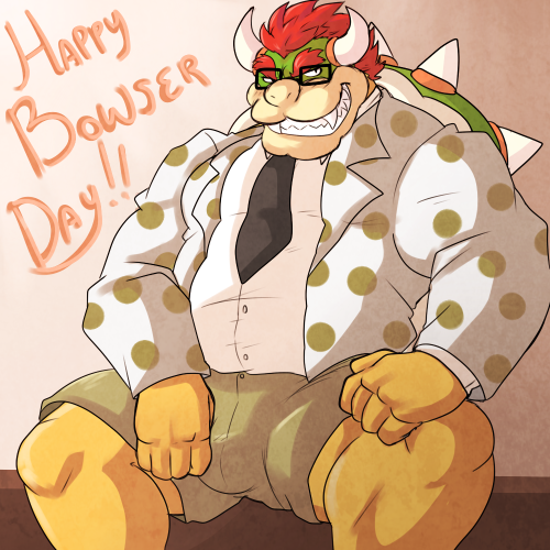 thewildwolfy:  MADE IT JUST IN TIME FOR BOWSER DAY! This was a lot of fun- he is my favorite video game character of all time haha. Spicy big dad.I’ll draw the thicc versions later