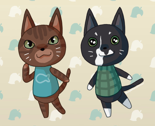 I drew my brother’s cats as animal crossing villagers!!