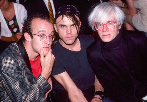  Keith Haring, Stephen Sprouse and Andy Warhol during the Azzedine Alaïa fashion show at the Palladi