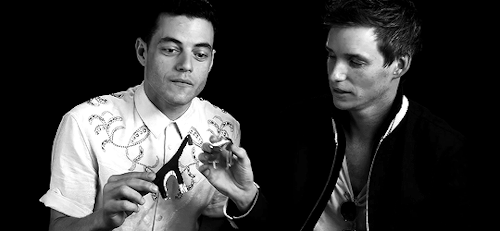 RAMI MALEK, EDDIE REDMAYNEin W Magazine’s Screen Test Interview (2019).