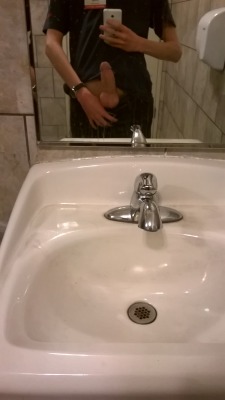 gonewildaccount69:  Was horny as hell all day at work today so I quickly snuck into the bathroom to take this picture.