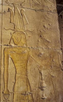grandegyptianmuseum:  Queen Hatshepsut embraced by god Amun, relief from the Mortuary Temple of Hatshepsut at Deir el-Bahari.