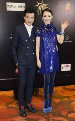 Fann Wong with Christopher Lee at the 2013