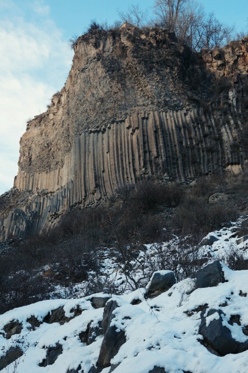 empanadalady: The temple at Garni and surrounding landscapes. Winter 2015. Armenia Columnar Jointing